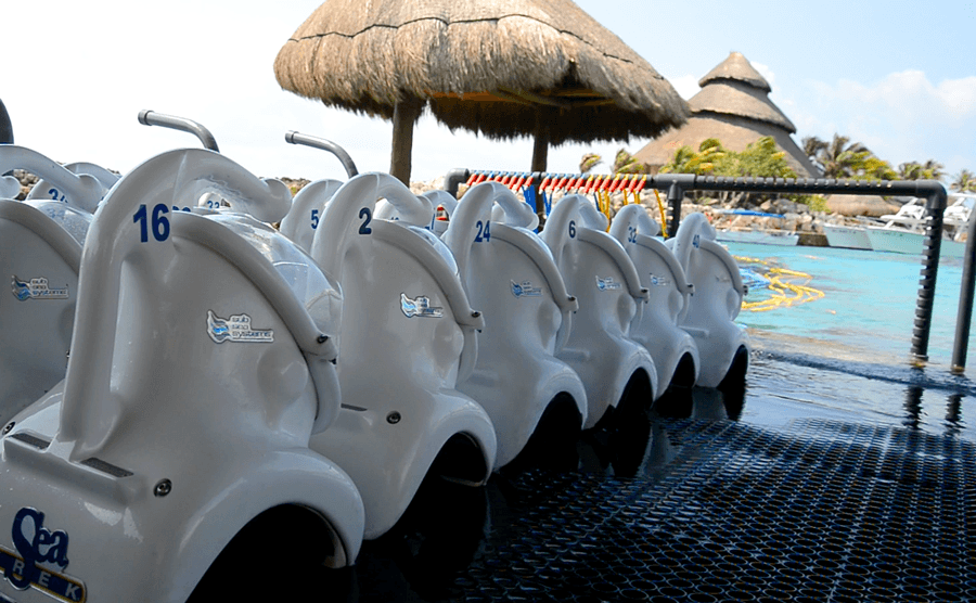 sea trek diving helmets at xcaret