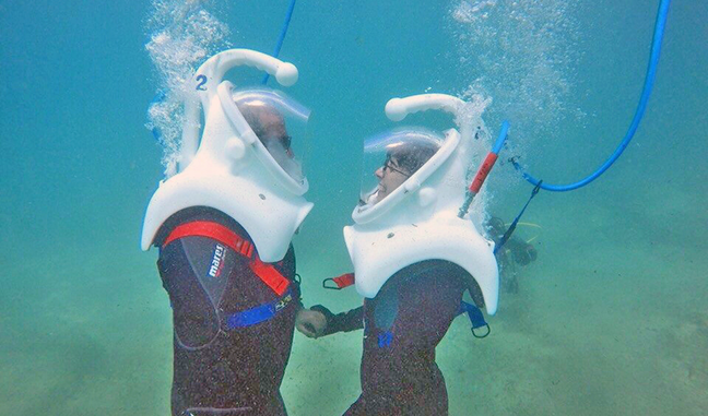 blue water sea trek helmet diving and snorkel cozumel